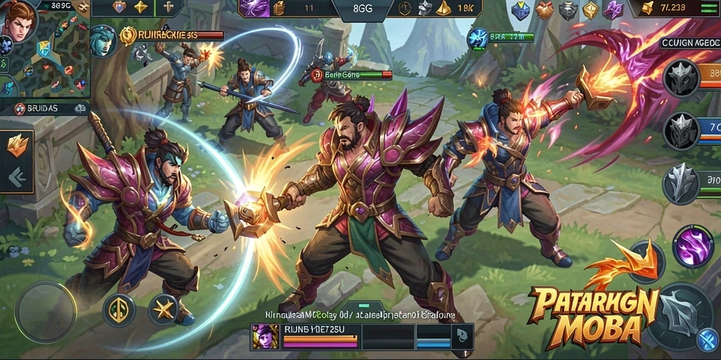 Screenshot utama 8G8G menampilkan aksi pertarungan tim yang epik.