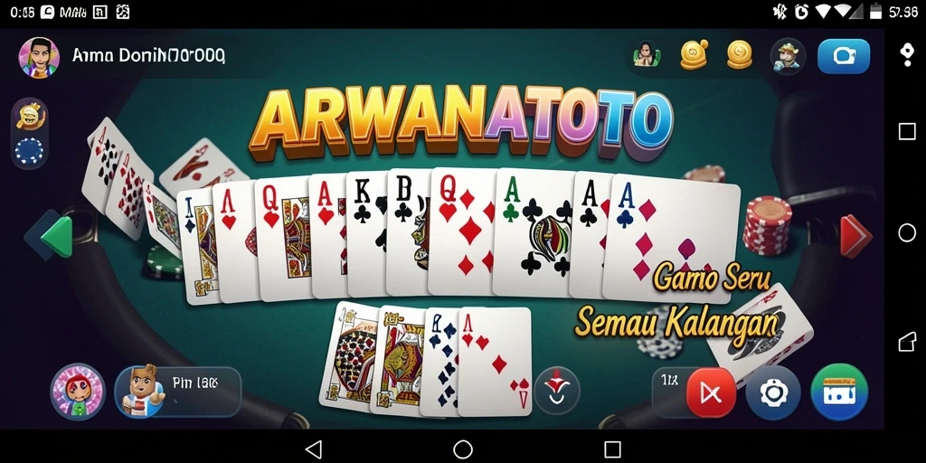 Tangkapan layar gameplay ARWANATOTO yang menampilkan permainan Domino yang seru.