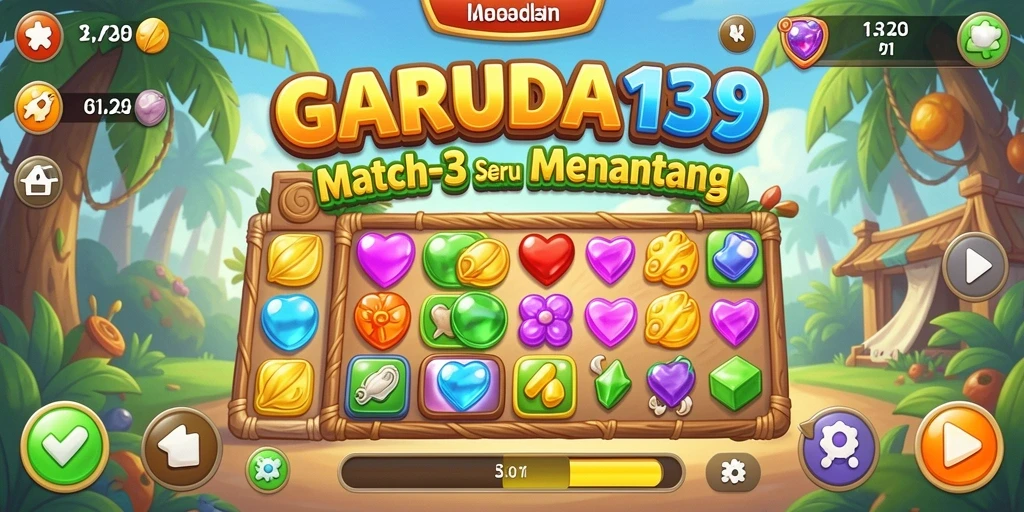 Screenshot GARUDA138 menampilkan gameplay seru permainan Match-3.