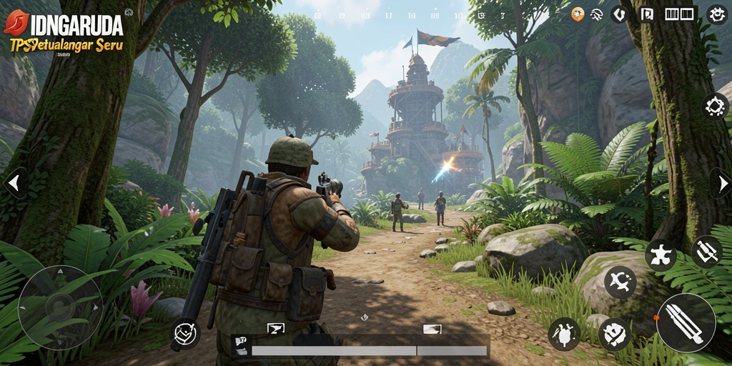 Tampilan gameplay seru dari IDNGARUDA dengan aksi tembak-menembak yang mendebarkan.
