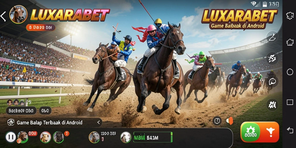 Tangkapan layar dari gameplay racing yang menegangkan di LUXARABET.