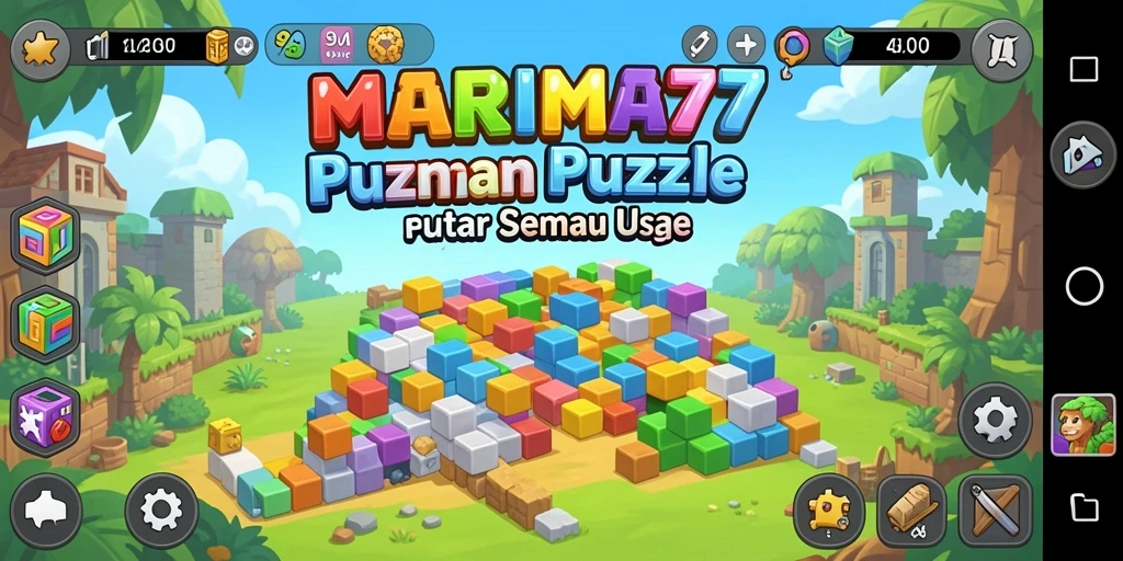 Tampilan gameplay yang seru dari MARIMA77 dengan berbagai teka-teki.