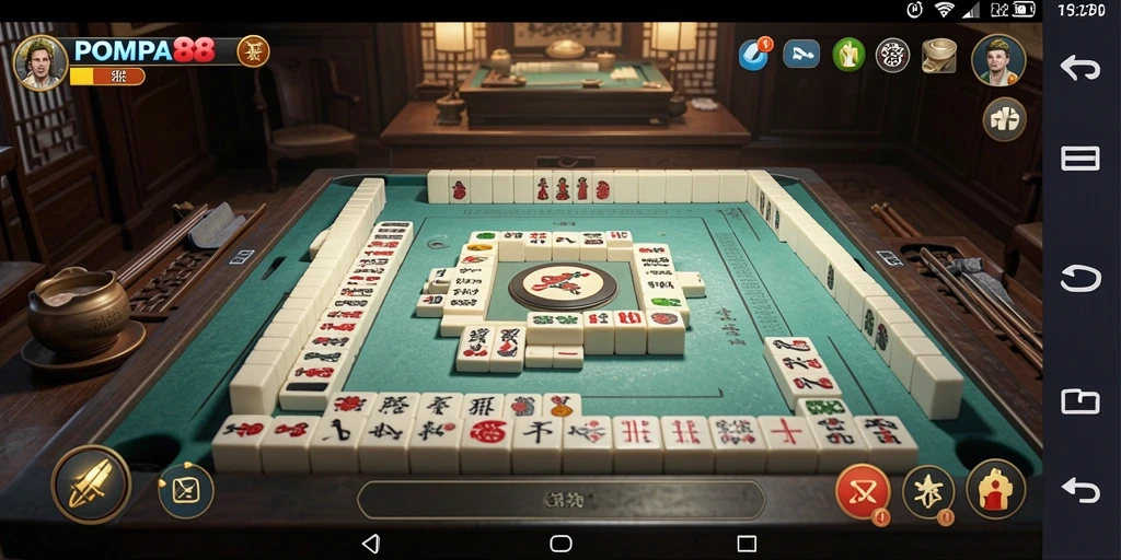 Screenshot gameplay POMPA88 menampilkan keseruan permainan Mahjong.